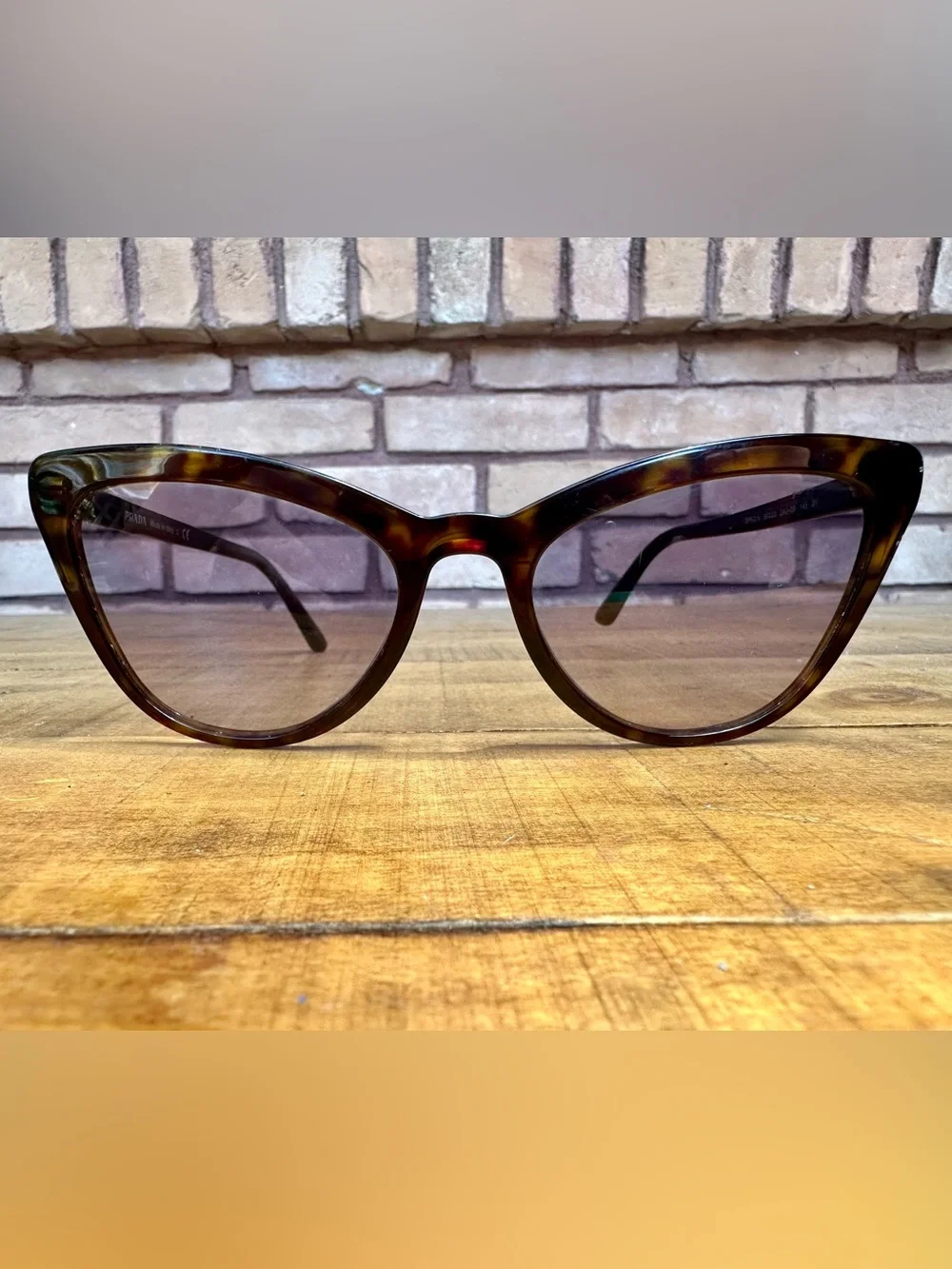 Prada Tortoiseshell Cat-Eye Sunglasses with Gray Lenses